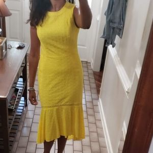 Calvin Klein Midi Dress. Size 4. Yellow